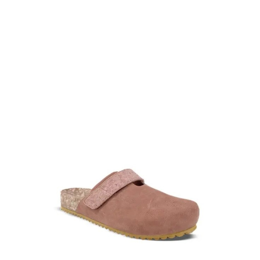 Fleks Womens Leather Clogs Mauve Pink Adjustable Strap Mules Size 9-9.5 Comfort